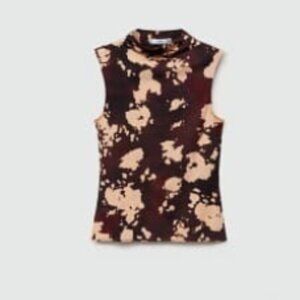 Mango Printed perkins-collar top